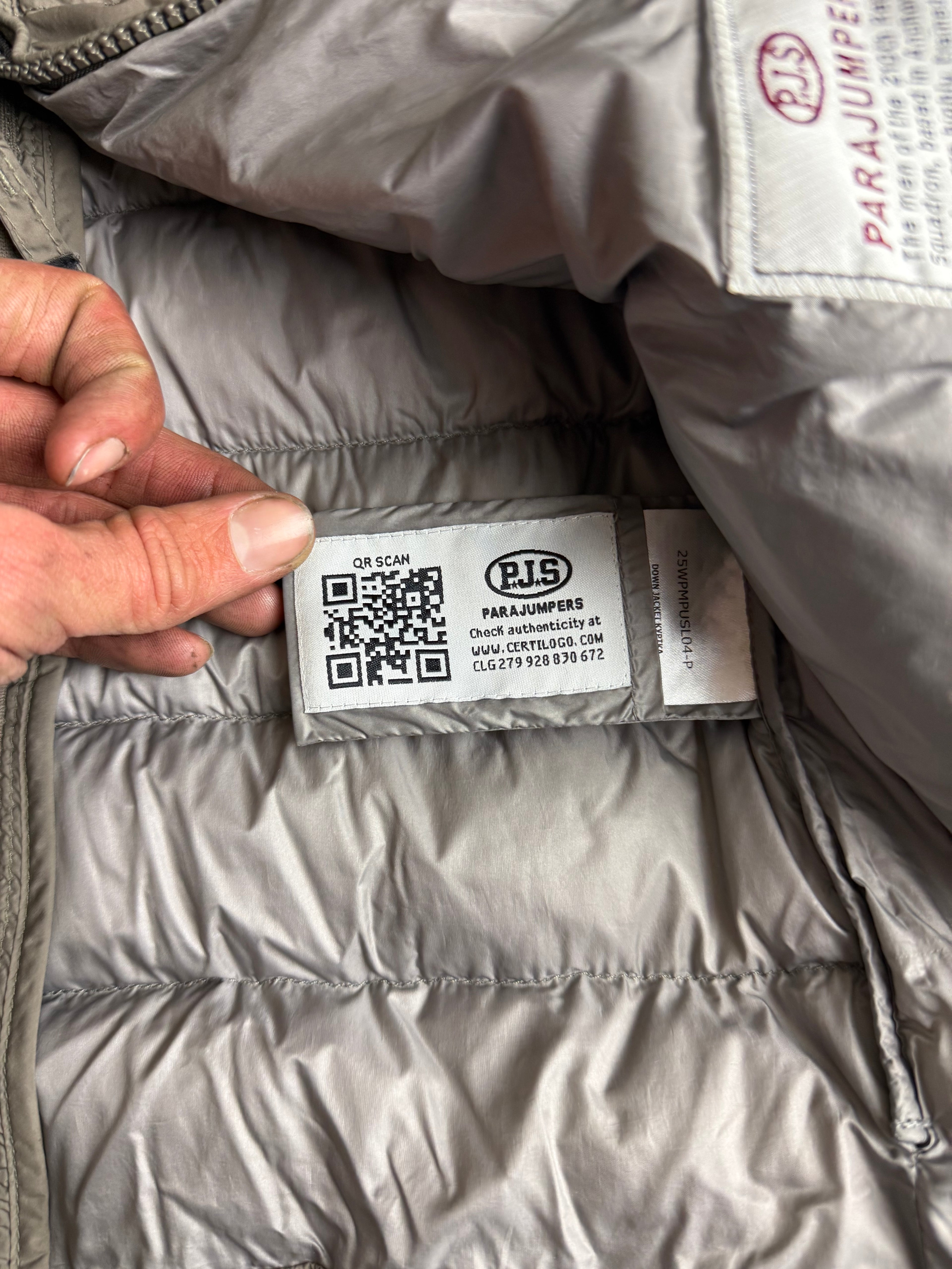 Parajumpers ugo donsjack grey - Size xl