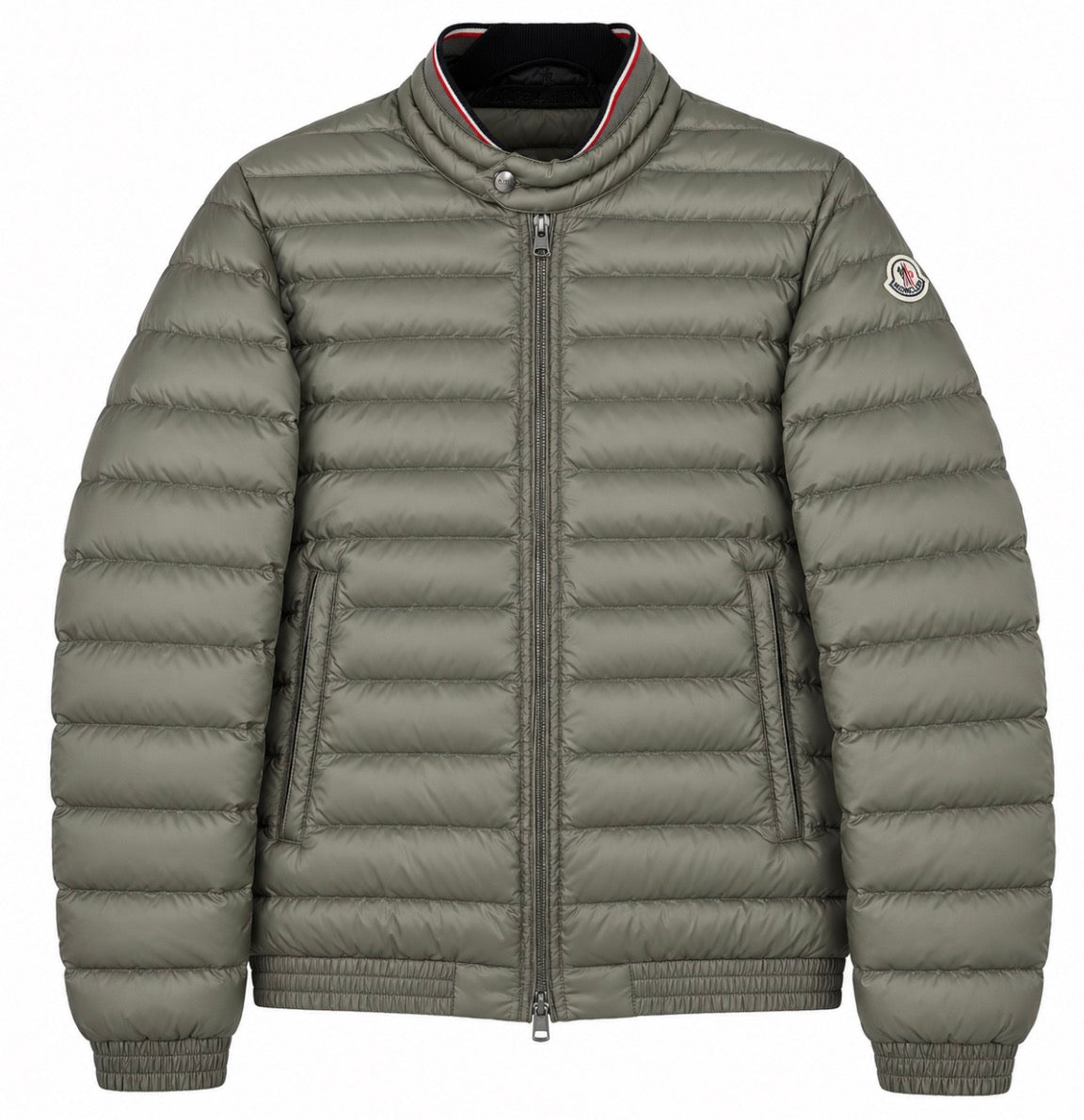 Moncler donsjas grijs/groen - maat L